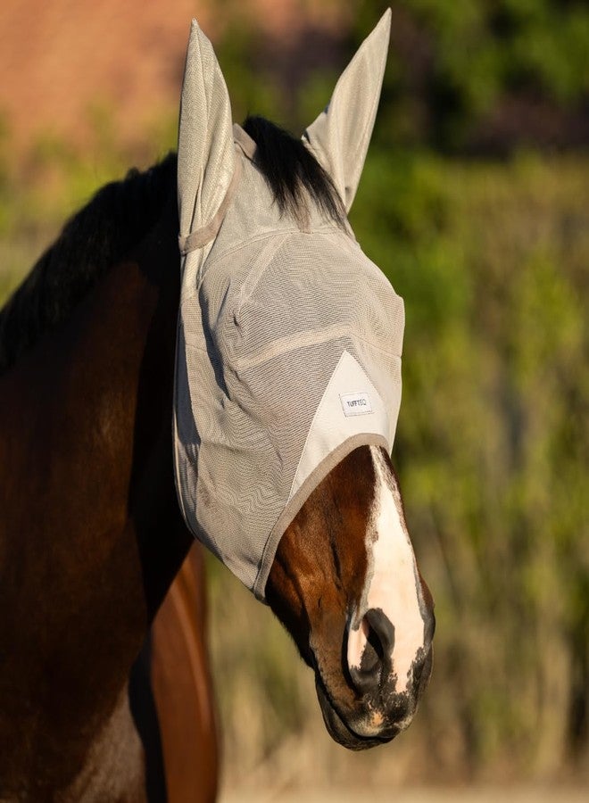 TUFFTEQ Horse Fly Mask with Ears - Built-in Visor - Breathable, Lightweight Mask - 95% UV Eye Protection - Adjustable Fit for Comfort Horse Medium/Large Size - Image 1